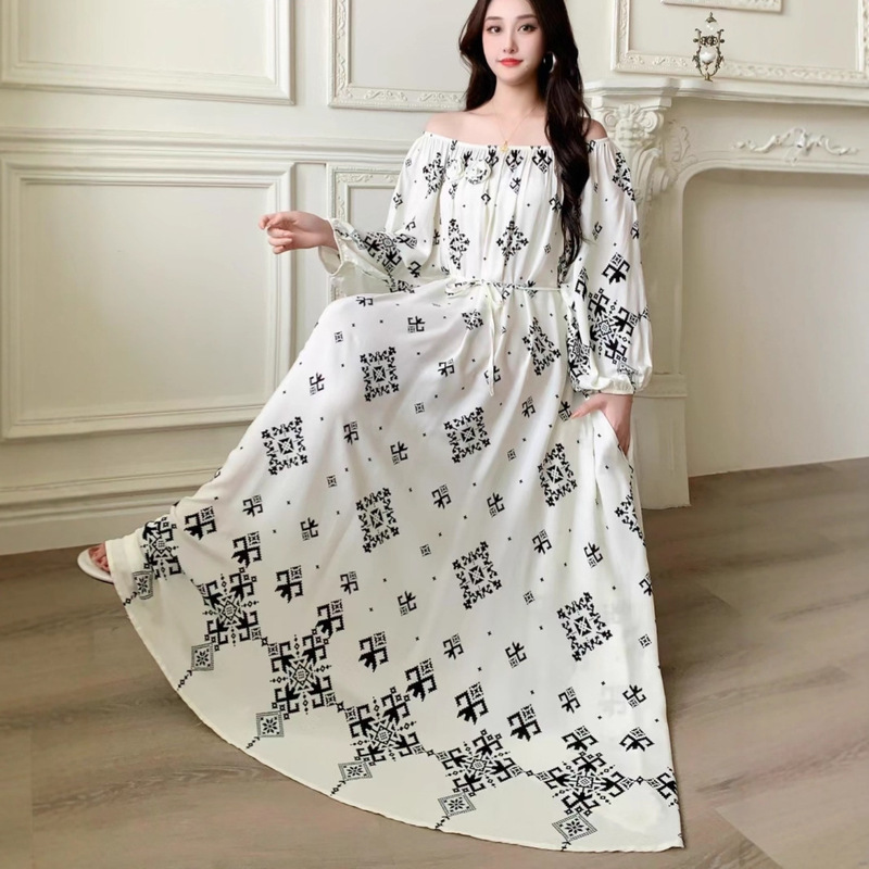 European and American Cross-Border New Style 100kg Plus Size Women's Loose-Fitting Beach Vacation Casual Dress for Pregnant Women