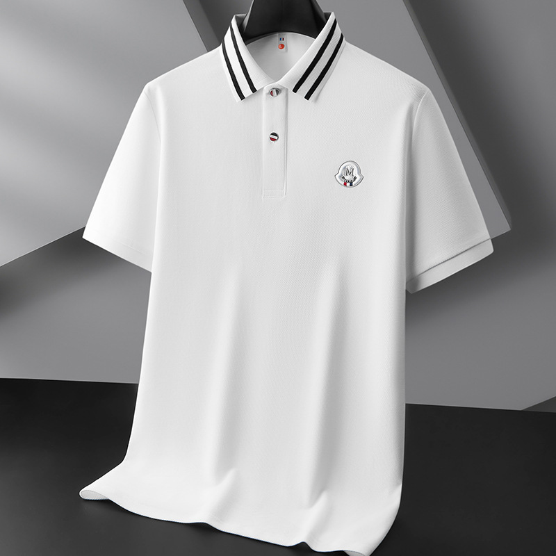 2025 New Style Pearl Cotton Short-sleeved T-shirt Men's Lapel Plus Size Summer Top Loose Casual Cotton Half-sleeved POLO