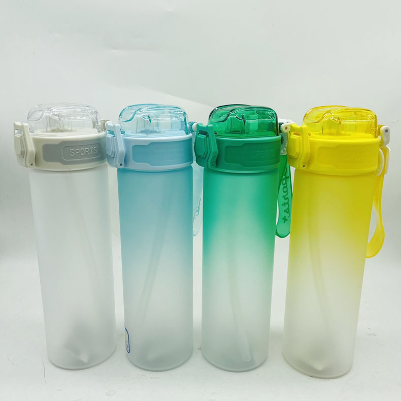 Chengfeng taza de agua gradiente plástico deportes al aire libre esmerilado transfronterizo color gradiente hervidor de agua de gran capacidad portátil hervidor de agua de estudiantes