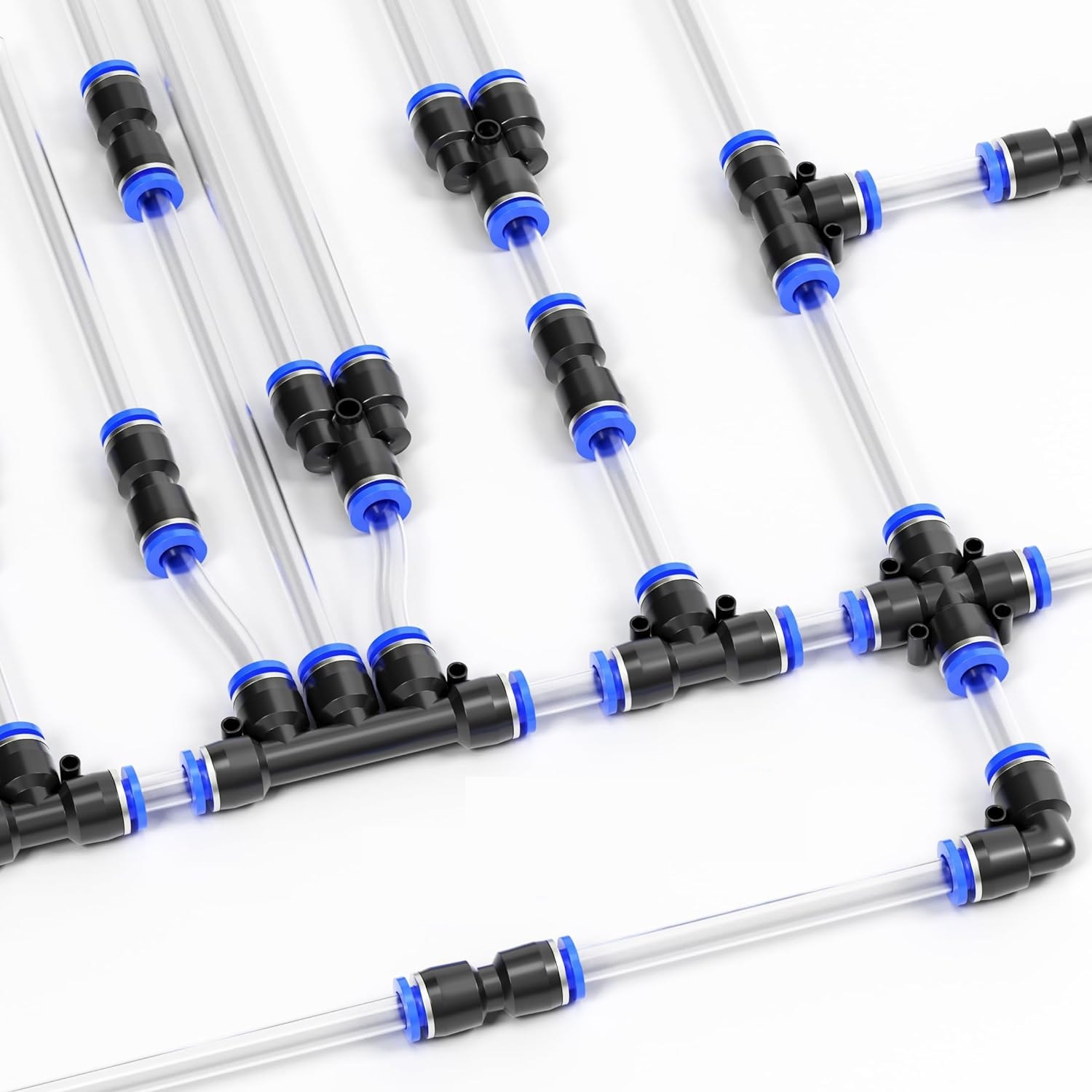 Accesorios de conector neumático rápido de 1 / 4 "10 dispensadores 10 codo 10 a través de 10 tee Total 40 piezas grupo transfronterizo