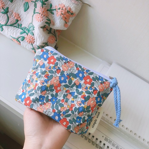[Sushi Cloth Bag] Korean Floral Mini Cotton Coin Bag Headphones Lipstick Storage Bag Menstrual Bag Card Holder