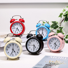 Fashionable 4-inch high-volume metal alarm clock, personalized night light, bedside simple table clock, student gift gift clock