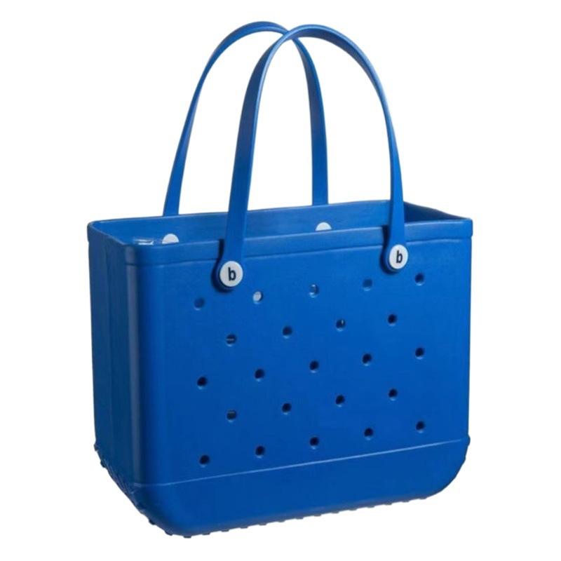 En stock EVA bolsa de playa moda al aire libre impresión agujero bolso de almacenamiento bolsa grande de las mujeres cesta Satchel