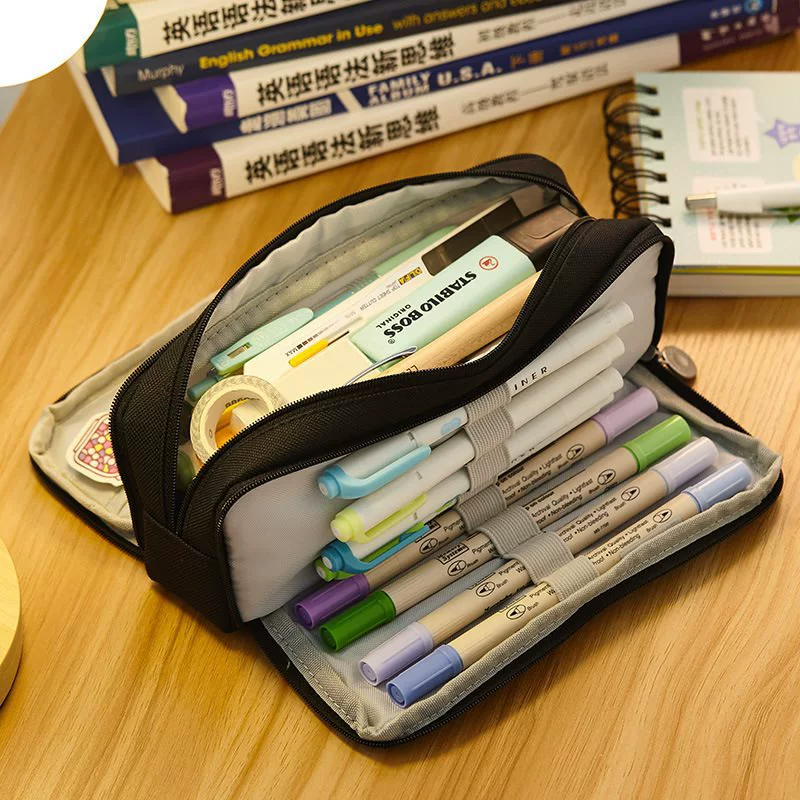 Capacious multilayer Japanese pencil case for students, for secondary school