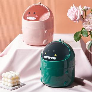 Creative Home Desktop Trash Bin Office Flip Storage Bucket Japanese-style Cartoon Small Dinosaur Miscellaneous Bucket Wholesale