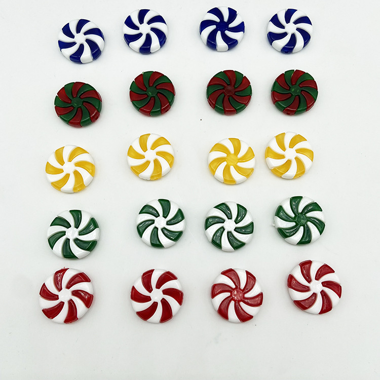 Cross-Border New Product Christmas Candy Color Injection Molded Lollipop Two-Color Colorful Candy Windmill Candy Accessories Wholesale Parts