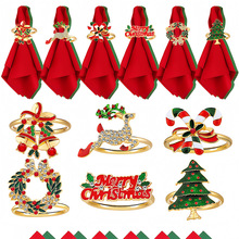 跨境西餐厅彩色圣诞餐巾环圣诞餐巾扣镶钻口布环实力厂家批发