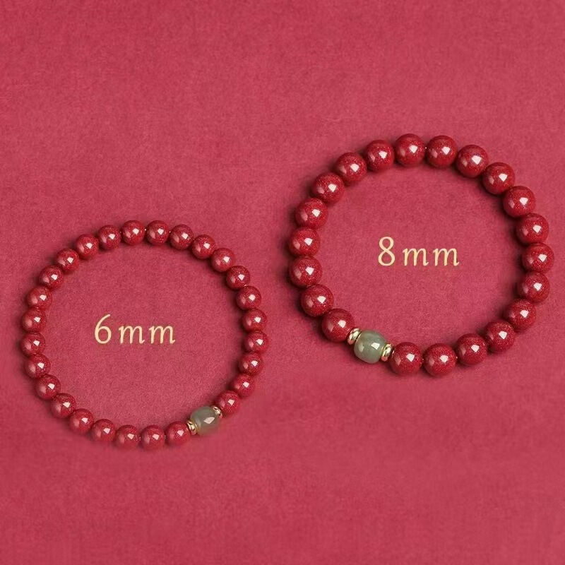 2025 Original Low-Content Purple Gold Sand Cinnabar Chinese Style Bracelet with Hetian Color Fortune Beads DIY Bracelet Live Streaming Offer