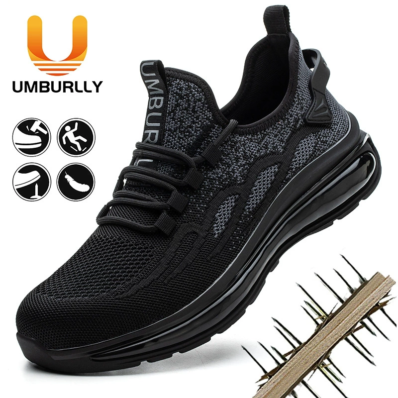 Трансграничная легкая летающая тканая обувь для защиты труда Мужская противоударная и проколотая рабочая обувь дышащая стальная обувь защитная обувь