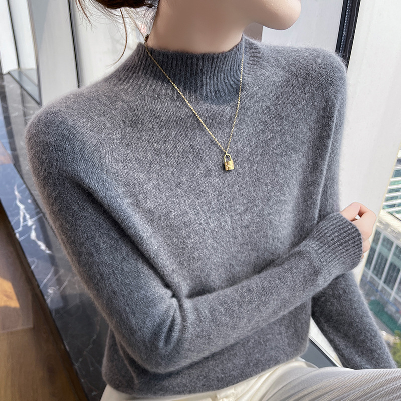 Half Turtleneck Fashionable 100% Wool Sweater Women's Warm Sweater Versatile Work Clothing 2025 Autumn and Winter New Knitted Base Layer