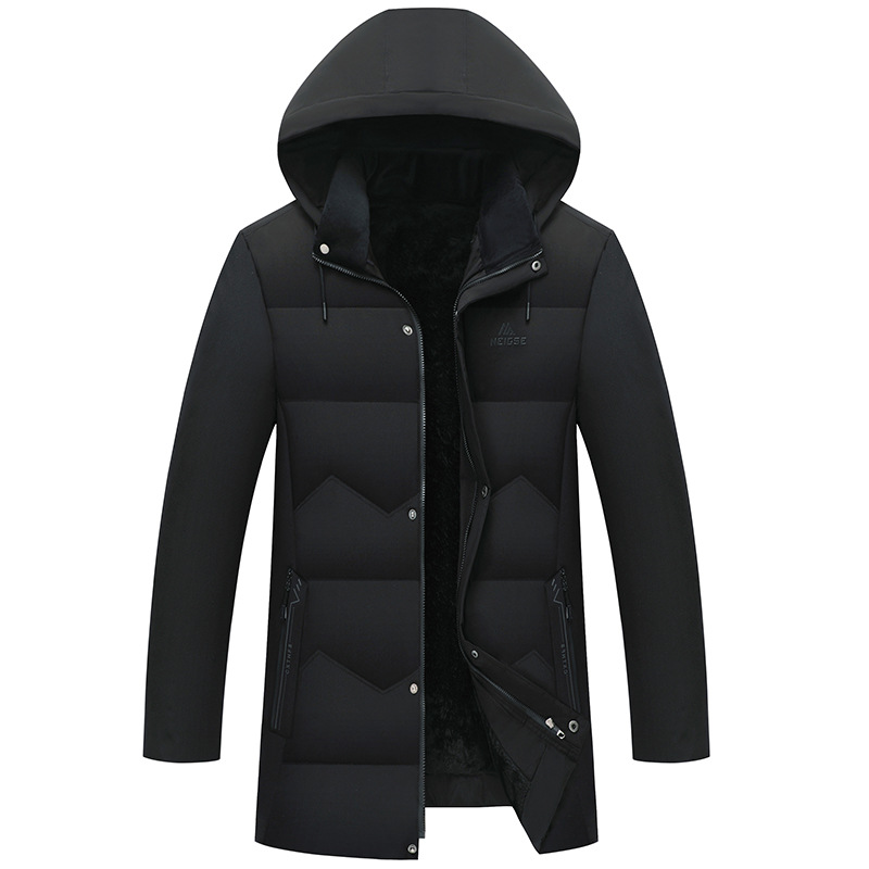 Thick down with added velvet and elderly men, winter mid to long length for fathers, middle-aged men's cotton jacket_voghion.com