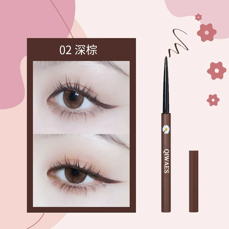 Водостойщий коричневый карандаш для глаз, eyelash? нет; eye makeup = макияж глаз, без размазывания