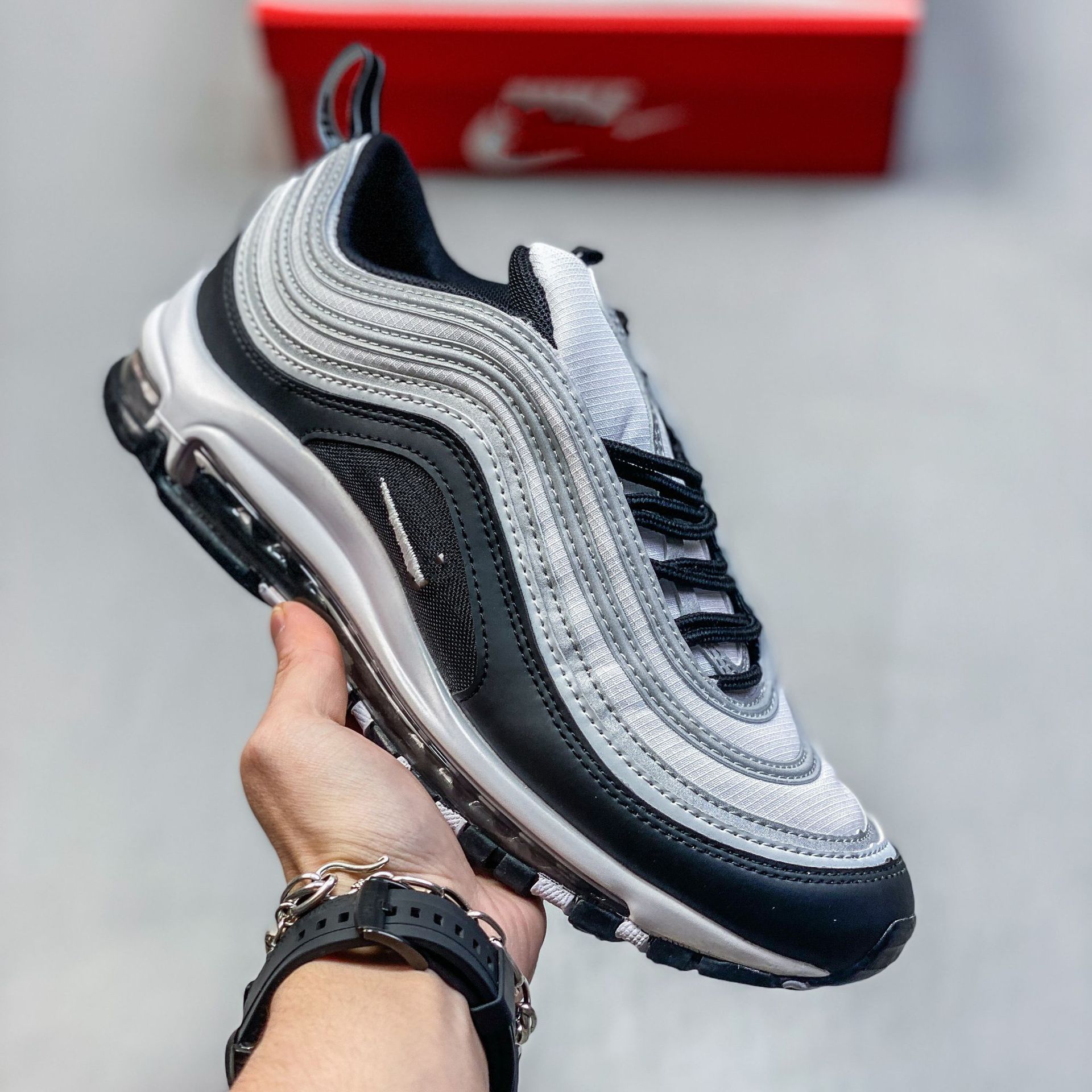 Pure original Max 97 retro bala reflectante cojín de aire zapatos para correr amortiguación transpirable todo fósforo ocio deportes zapatos de moda hombres y mujeres