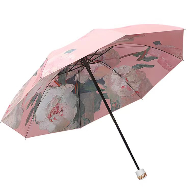 Yubao 傘、晴雨兼用、女性用日焼け止め日傘、二層ビニール抗 UV 日傘、小型でポータブルな傘|undefined