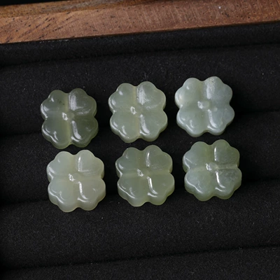 Bead DIY Red String – Zərgərlik ara hissələri - 16-natural-hetian-jade-solid-four-leaf-clover
