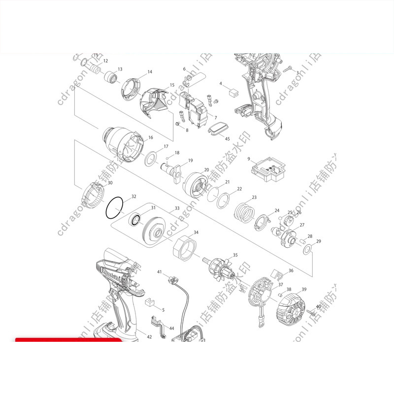 牧田充电冲击起子机DTD134配件转子定子机壳头壳齿轮压簧