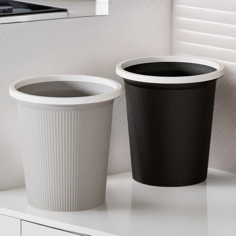 High-Quality Plastic Kitchen Trash Can for Home Use, Stylish and Simple Large Trash Bin Without Lid for Bedroom and Bathroom