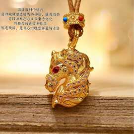 新款国风新中式18k莫桑钻赤骥马黑贝吊坠马年本命年高级感礼物