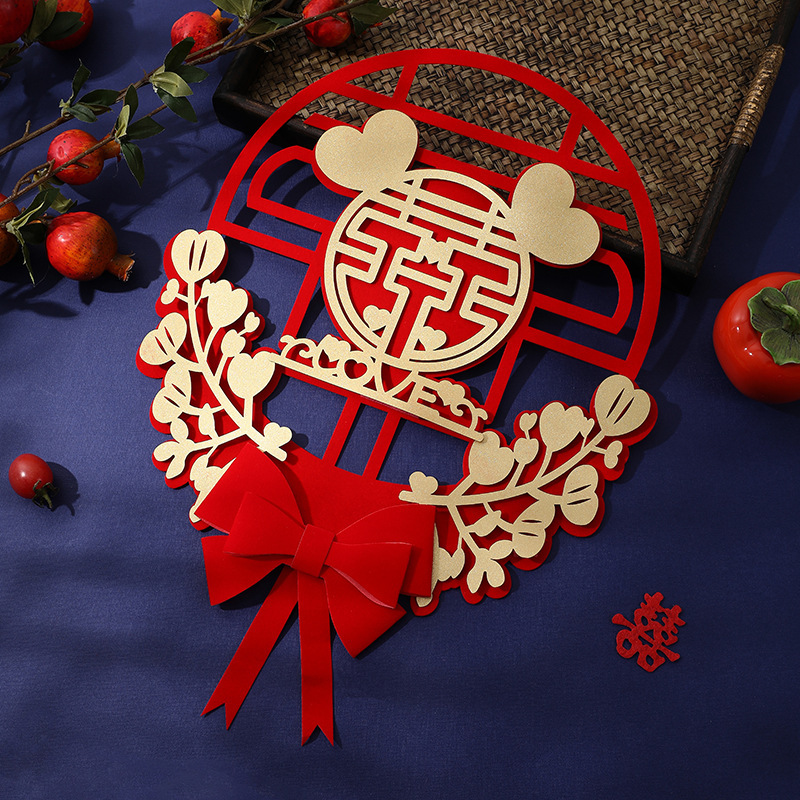 Pegatinas de Boda boda especial diseño de la habitación de la boda puerta nueva decoración de la casa pegatinas de puerta traje de dormitorio de las mujeres