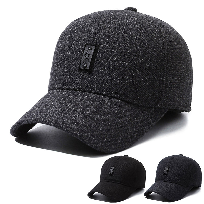 Herbst Winter Neue Ohrenschutz Baumwolle Mittleren Alters Männer Outdoor Winddicht Warm Entenzunge für Einfache und Casual Männer_voghion.com