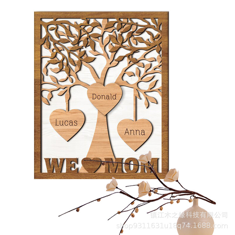 Amazon Cross-border Mother's Day Gift Family Tree Frame Grandma Gift Family Tree Wooden Love Name Tree