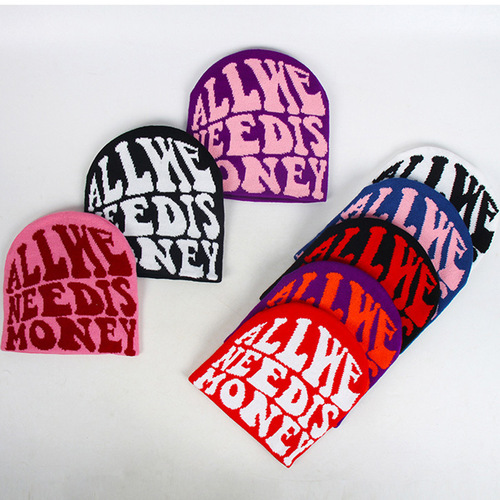 Lace-up Knitted Hat, Source Factory Embroidered Woolen Hat, Western European Fashion Hooded Hat, Letter Style Hat