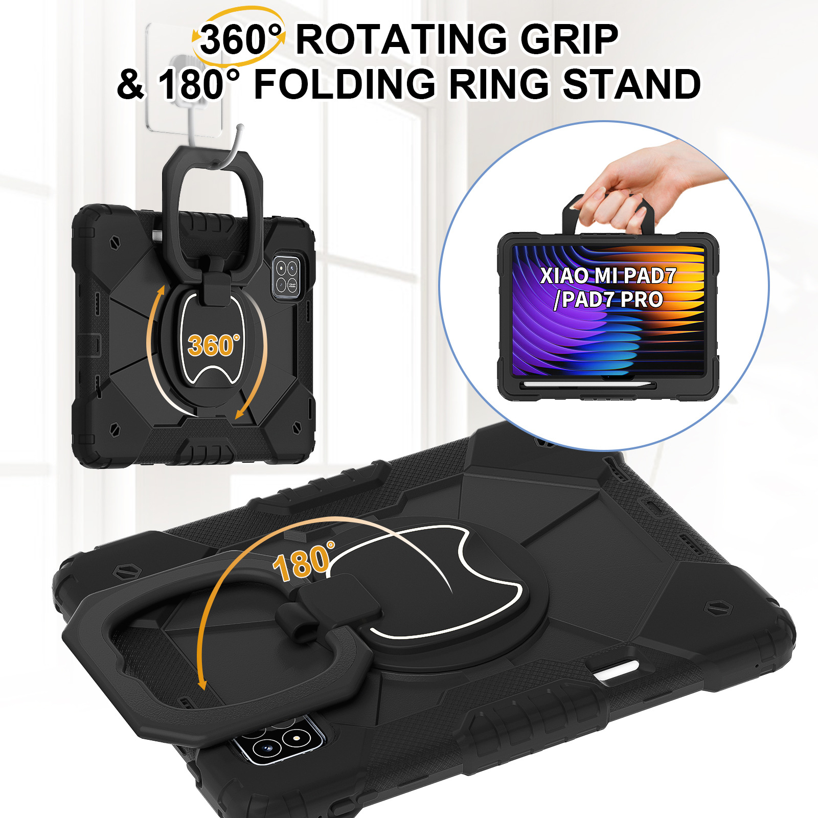 Funda para Tableta con Ranura para Lápiz para Xiaomi Pad 7 / Pad 7 Pro, A prueba de golpes, Con soporte, Anti-caída