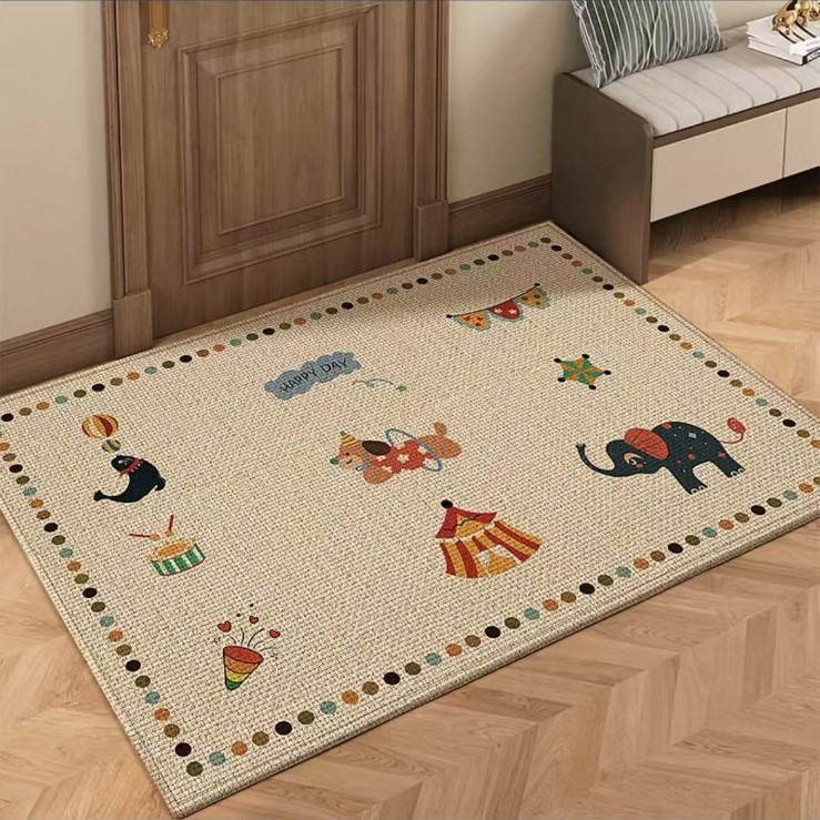Minimalist Cartoon Animal Crystal Velvet Entrance Door Kitchen And Bathroom Mat, Absorbent, Dirt-resistant,_voghion.com