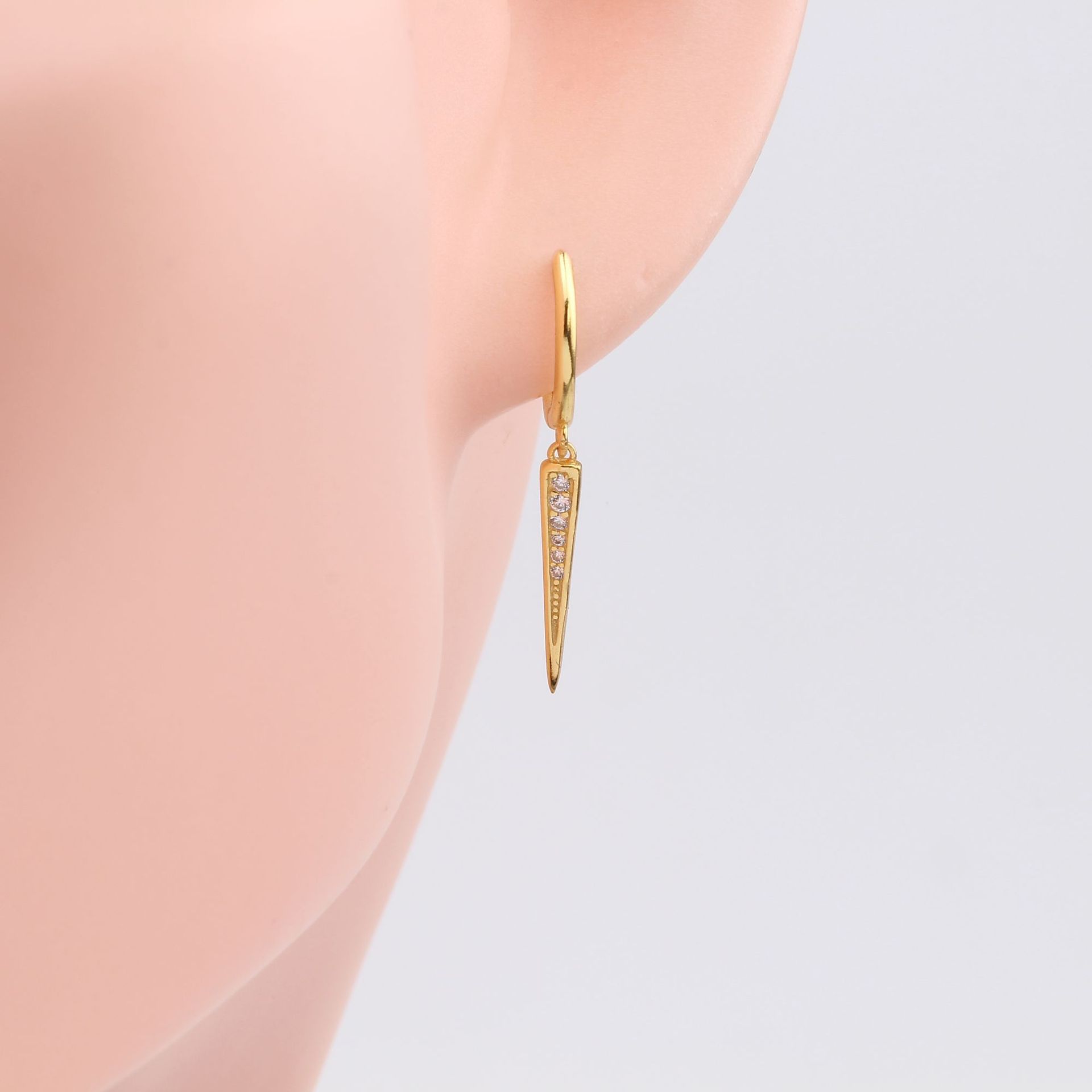 Zircon Inlay Material Drop Earrings Classification 1 Pair Quantity 1 Pair 925 Sterling Silver Zircon Triangle Drop Earrings
