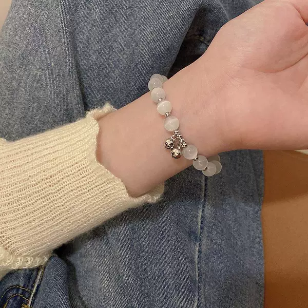 Small bell, bracelet natural stone, cat's eye