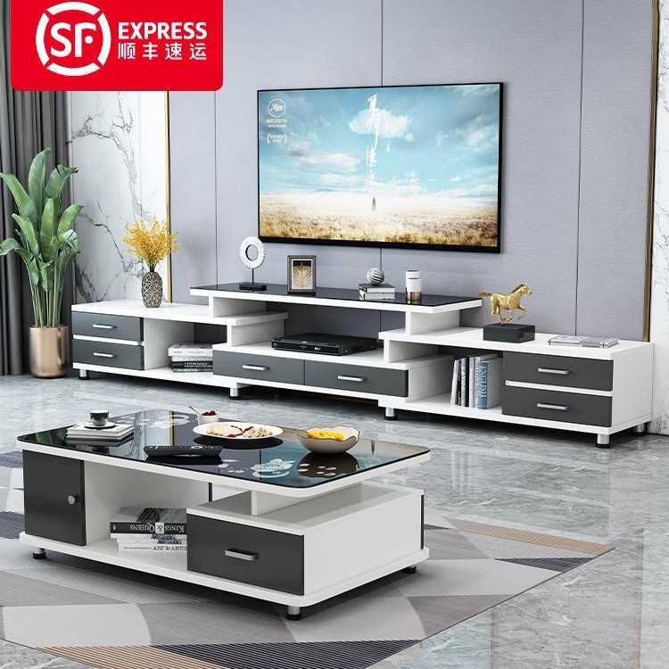 TV Cabinet Modern Simple Coffee Table TV Cabinet Combination Living Room Household Small Apartment Floor Storage Storage Cabinet