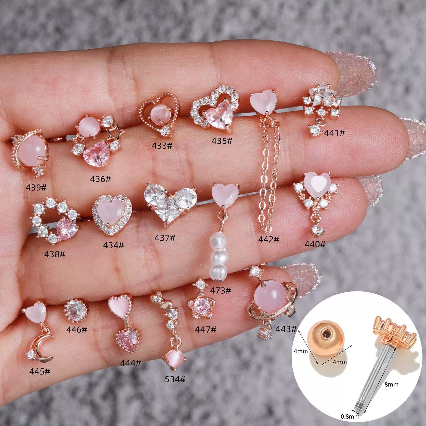 (Cross-border trading), fuchsia piercing, earrings