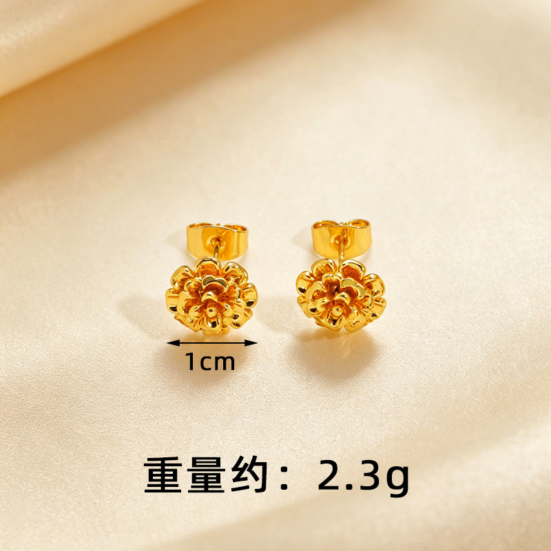 Broqueles de Flores para Mujer de Cobre Dorado