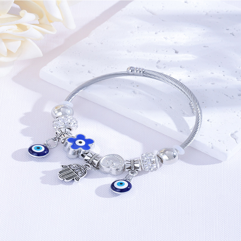 Brazalete Panjia Dora DIY Beaded Ojos del Demonio Brazalete abierto de flores Brazalete