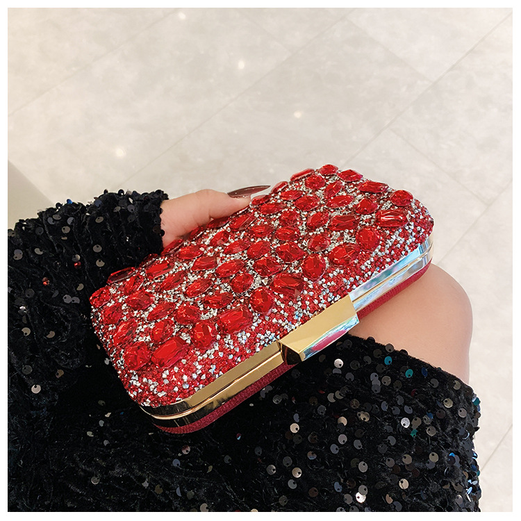New cross-border full-diamond shiny bags, diamond-encrusted clutch bags, dinner bags, wedding banquet bags, party bags, small square bags and women's bags undefined