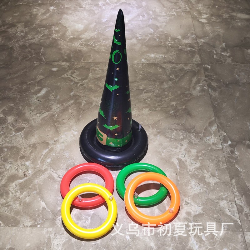 ハロウィン用インフレータブル魔術師帽子リング、PVC製子供用投げ帽子リングゲーム、投げ輪投げおもちゃ|undefined