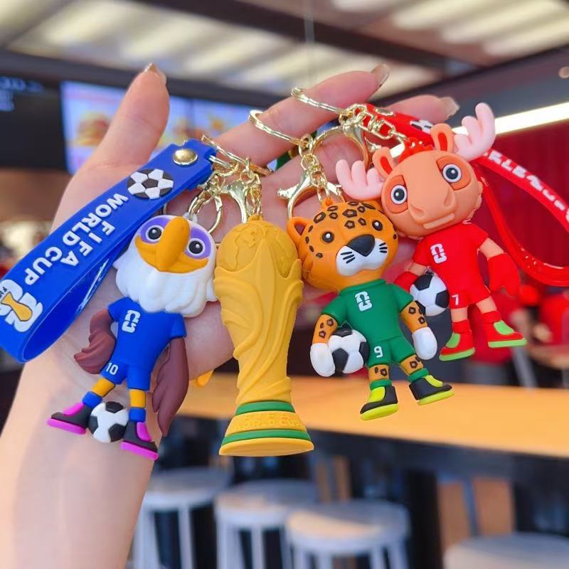 Foreign Trade Usa-Canada-Mexico World Cup Cartoon Mascot Keychain Pendant Fan Merchandise Car Small Gifts Wholesale Foreign Trade Usa-Canada-Mexico World Cup Cartoon Mascot Keychain Pendant Fan Merchandise Car Small Gifts Wholesale