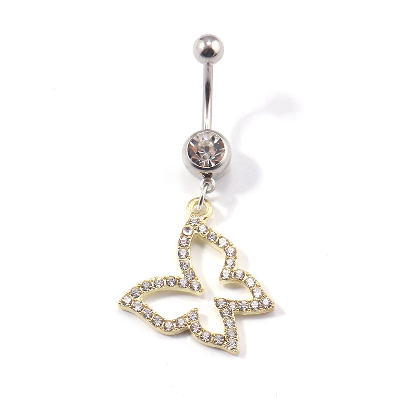 Fashion European And Cross-border Jewelry Foreign Trade Hot-selling Item: Diamond-encrusted Butterfly Pendant Piercing, Easy To Wear_voghion.com