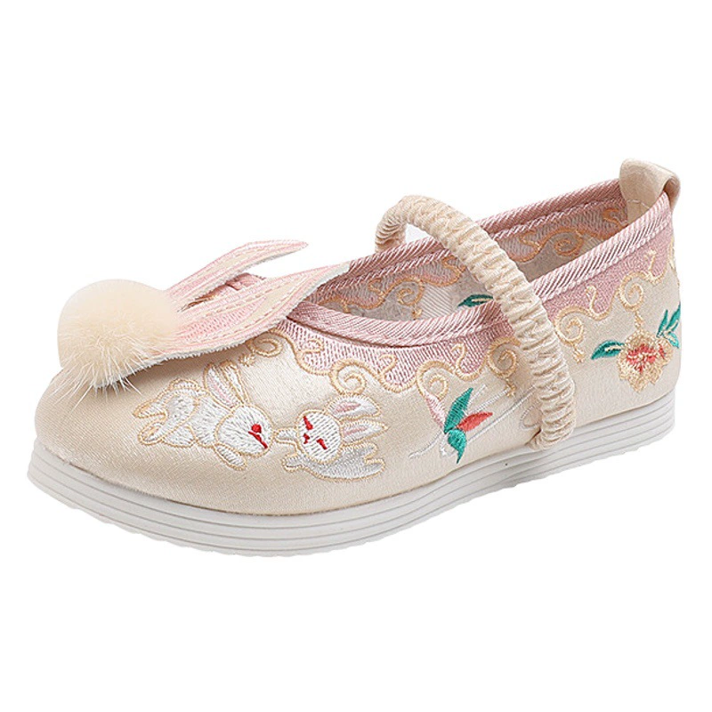 2025 для девочек Hanfu обувь новая вышитая обувь в китайском стиле кролик уха детская игра обувь на мягкой подошве старинная обувь весна