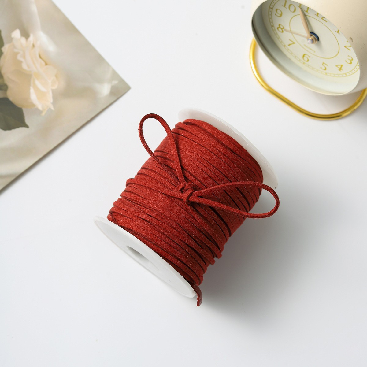 Flower Shadow lana de estilo coreano con cuerda de cuero cuerda de terciopelo de doble cara con cuerda de piel de deerskin DIY material de embalaje de flores tejidas a mano