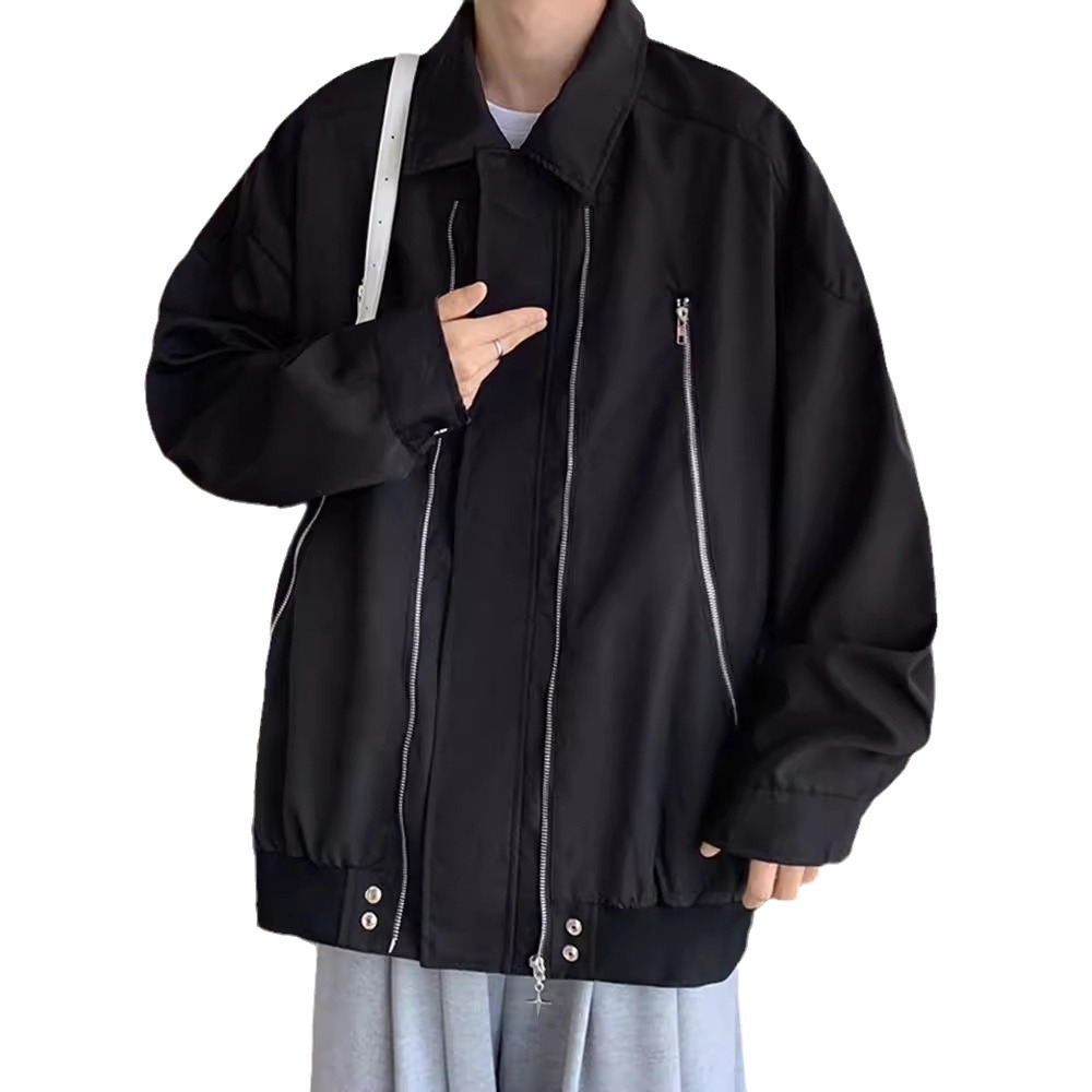 New functional style pilot jacket men's spring and autumn zipper jacket loose retro workwear baseball uniform_voghion.com