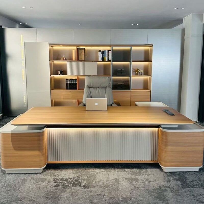 Luxurious and High-End Executive Desk, Chairman's Office Desk, Thickened Vacuum-Formed Ceo Desk, Office Desk and Chair Set