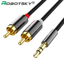 NEW Audio Cable 2RCA to 3.5 Audio Car Cable for Amplifier跨