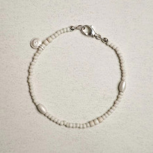 原创设计S925纯银白松石拼接手链女小众设计手工磨砂肌理复古手饰