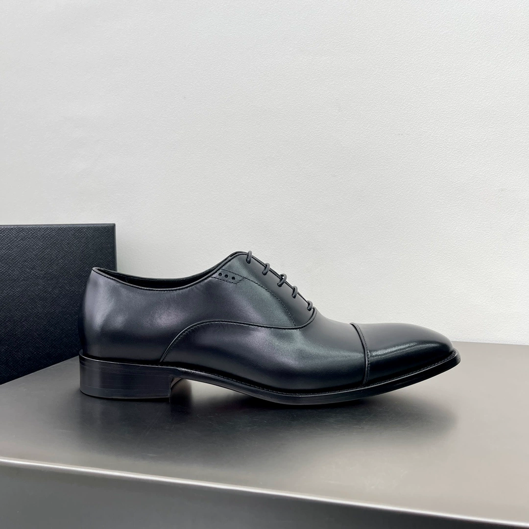 Демисезонные классические оксфорды, кожаный стиль, cap‑toe, чёрные, EU 38–44