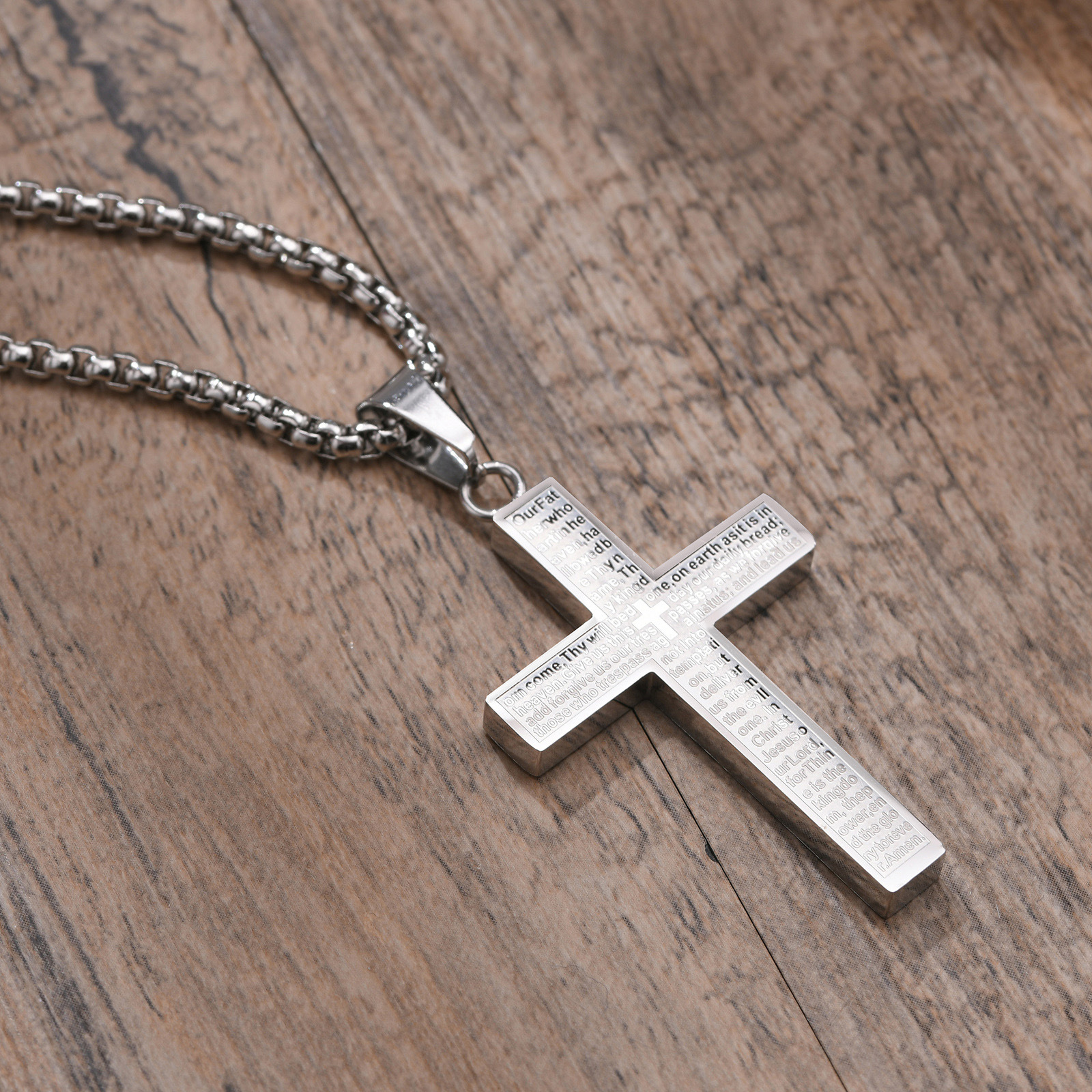 Simple Style Cross Titanium Steel Plating Pendant Necklace display picture 5