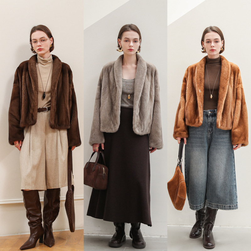 2026 New Purple Label Mink Fur Coat for Women, Genuine Mink Short Style, Haining Mink Fur Jacket, Whole Mink, Young and Fashionable 2026 New Purple Label Mink Fur Coat for Women, Genuine Mink Short Style, Haining Mink Fur Jacket, Whole Mink, Young and Fashionable