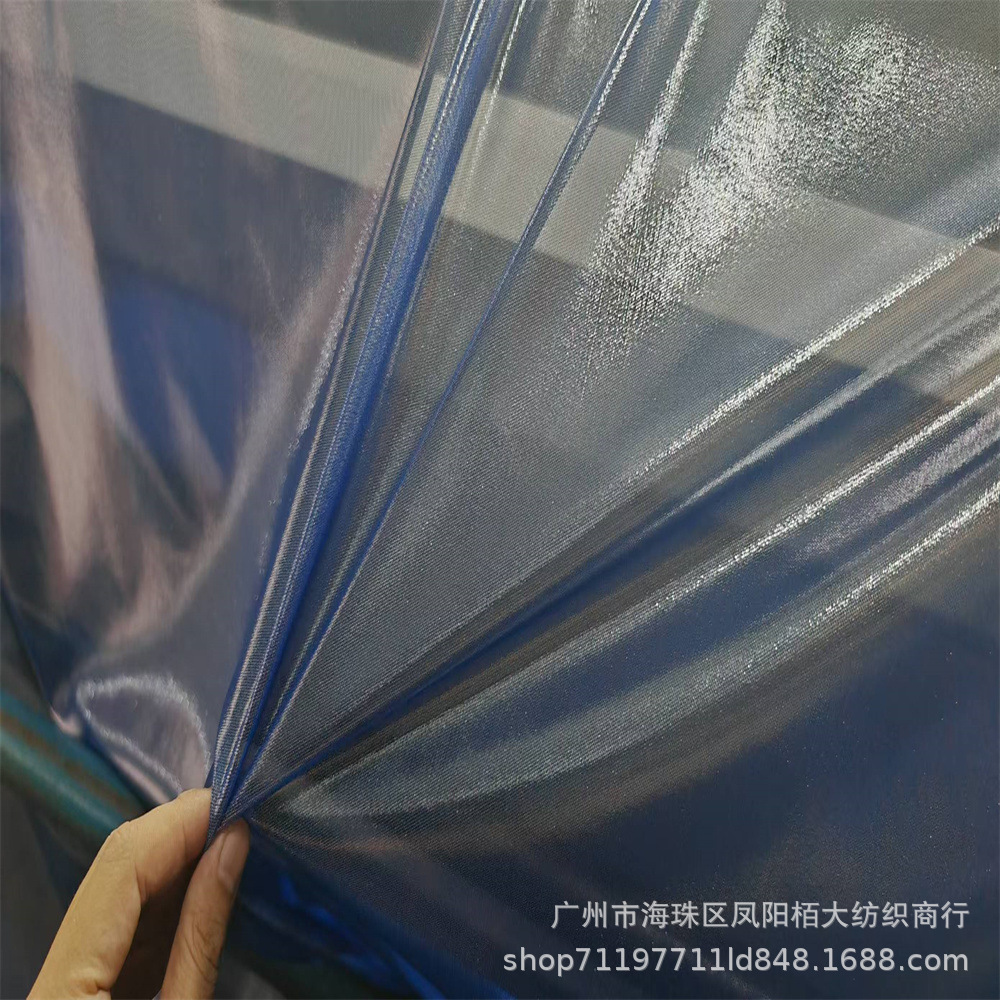 液态金属质感光泽闪光布料弹力网布镜面金银吊带裙礼服设计师面料