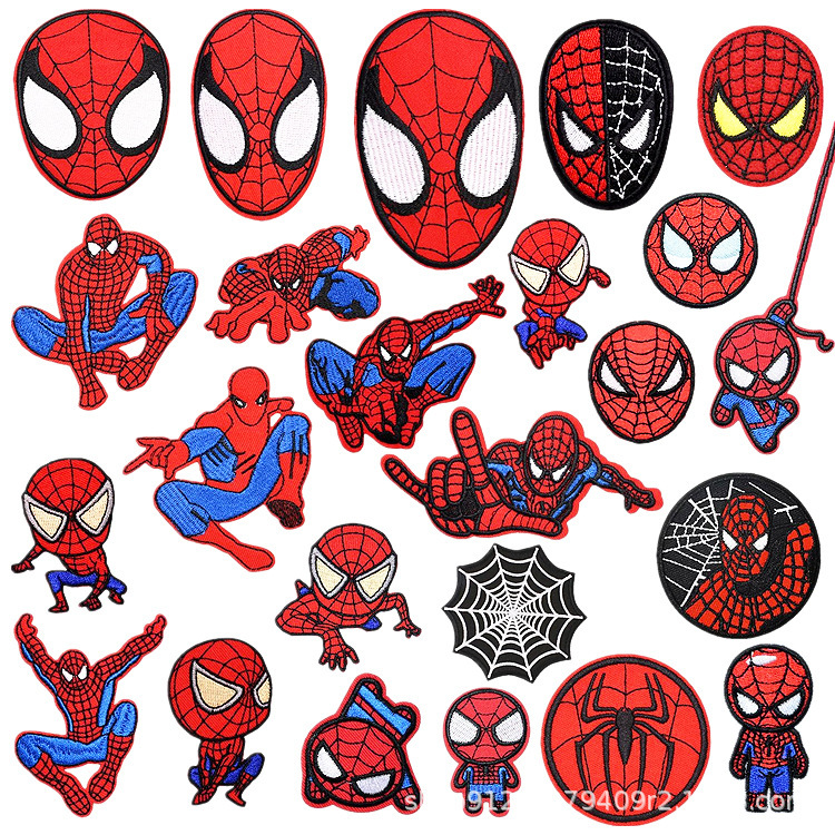 Xiaotian Spider-Man Patch Sticker Computer Embroidery Mark Manwei Zhangzi Cartoon Embroidery Cloth Sticker Spider Web Embroidery Zhangzi