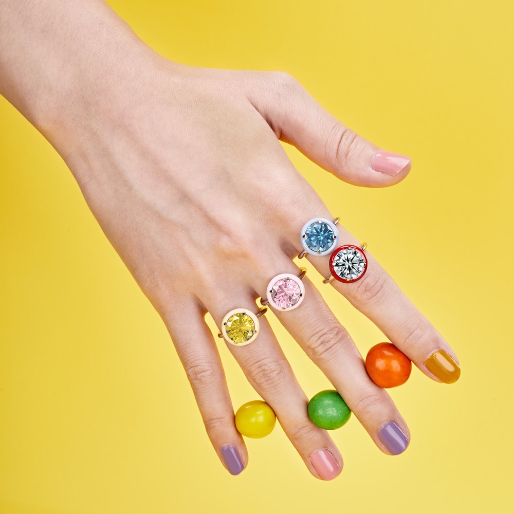 Fashion Geometric Sterling Silver Epoxy Zircon Rings